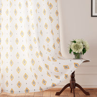 Polyester Diamond Yellow Curtain (Pack of 2)