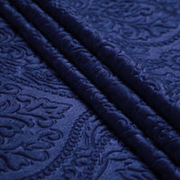 Embossed Velvet Navy Blue Fabric