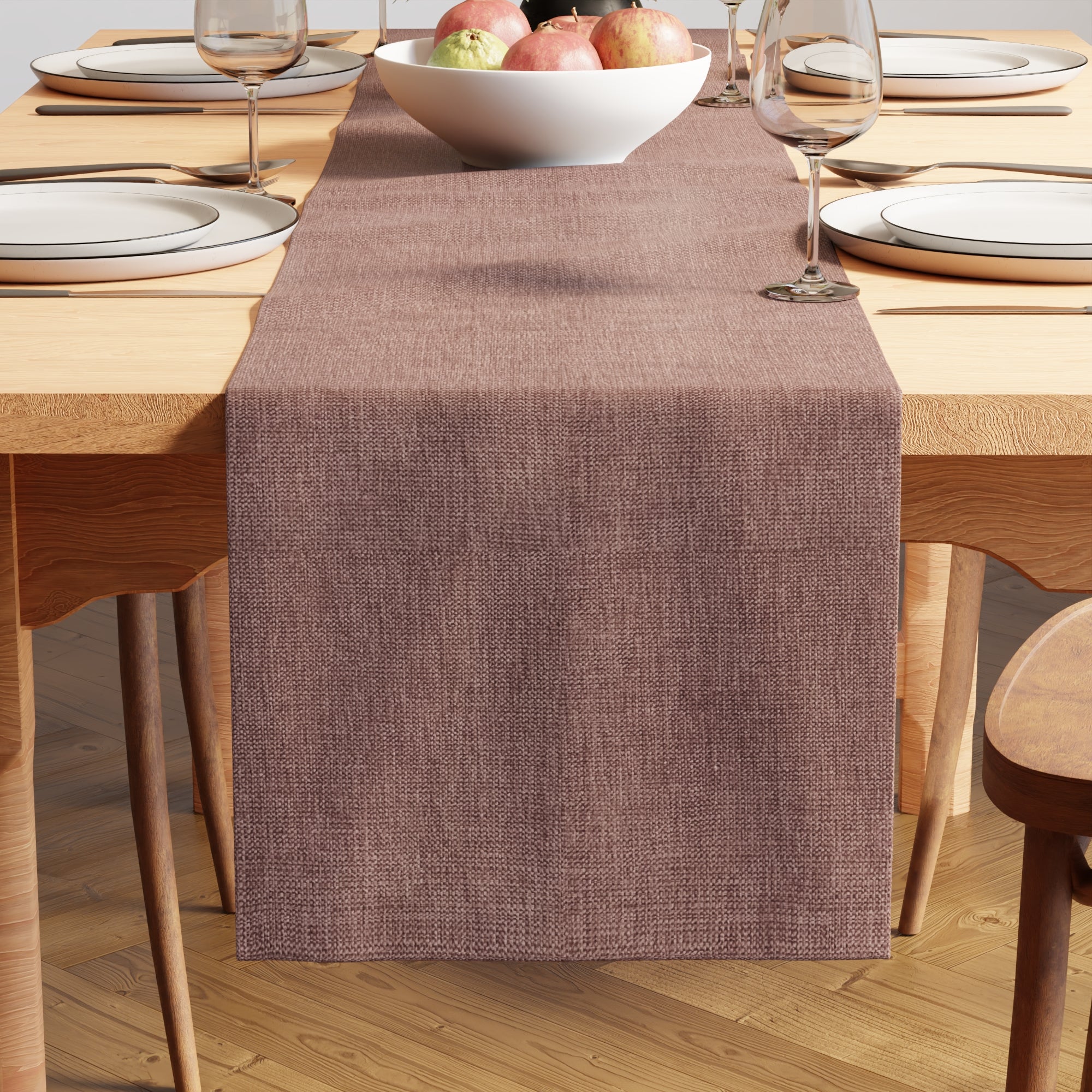 Chenille Dusty Brown Table Runner
