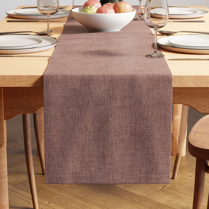 Chenille Dusty Brown Table Runner