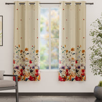 Blackout Polyester J2 Beige Curtain (Pack of 2)