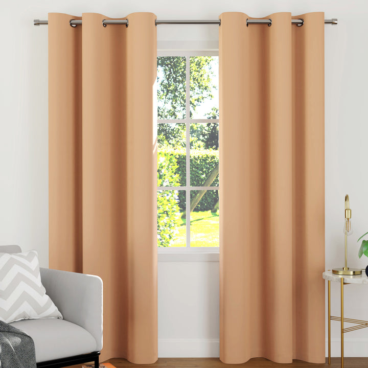 Blackout Beige Curtain (Pack of 2)