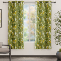 Blackout Polyester Gingko Green Curtain (Pack of 2)