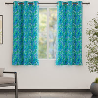 Blackout Polyester F2 Blue Curtain (Pack of 2)