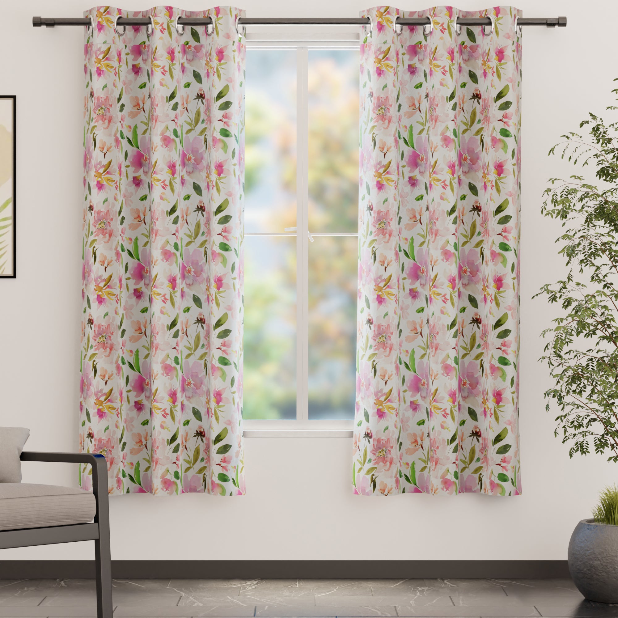 Blackout Polyester F1 Spring Curtain (Pack of 2)