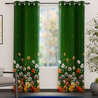 Blackout Polyester J2 Green Curtain (Pack of 2)