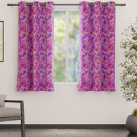 Blackout Polyester F2 Pink Curtain (Pack of 2)