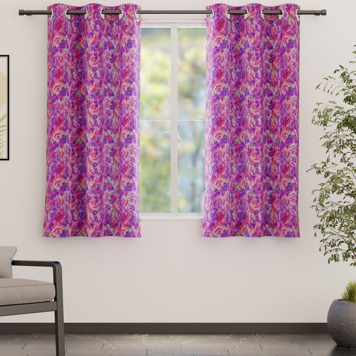Blackout Polyester F2 Pink Curtain (Pack of 2)