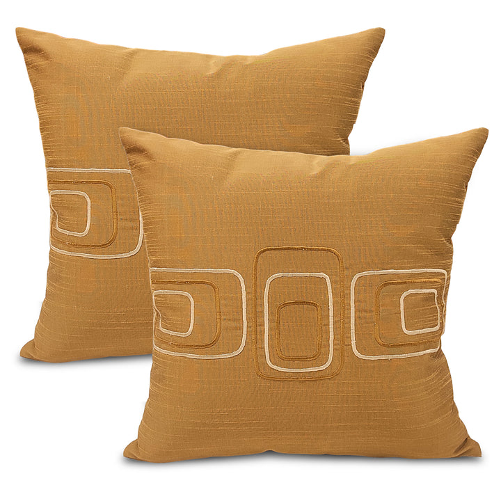 Dupion Silk Chain Gold Cushion Cover (Pack of 2)