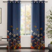 Blackout Polyester J2 Blue Curtain (Pack of 2)