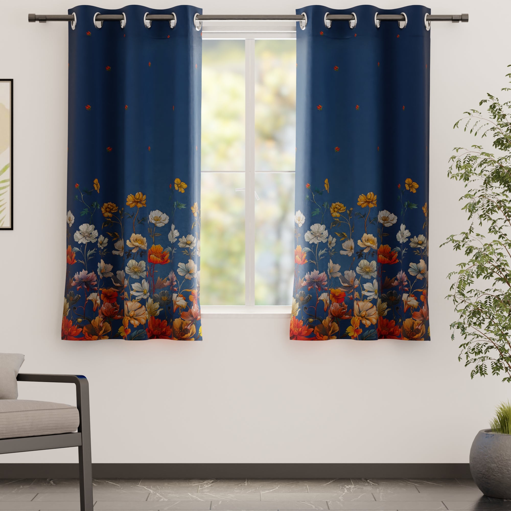 Blackout J2 Blue Curtain (Pack of 2)