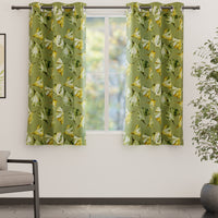 Blackout Polyester Gingko Green Curtain (Pack of 2)