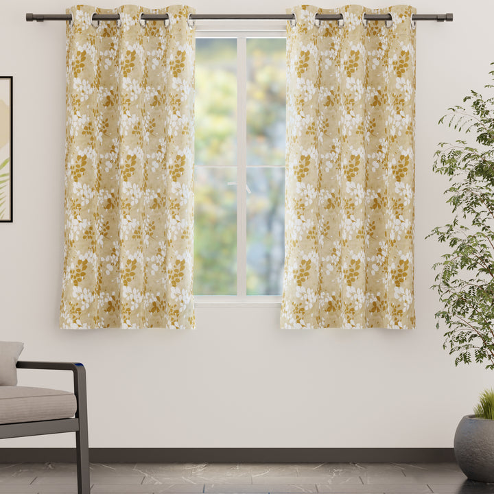 Blackout Polyester L2 Brown Curtain (Pack of 2)