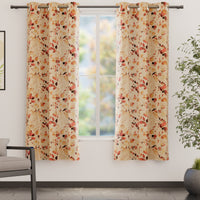 Blackout Polyester L1 Orange Curtain (Pack of 2)