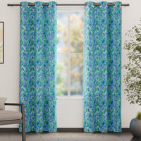 Blackout Polyester F2 Blue Curtain (Pack of 2)