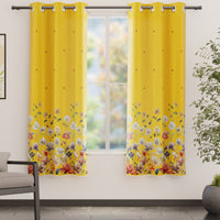 Blackout Polyester J2 Yellow Curtain (Pack of 2)