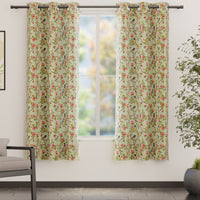 Blackout Polyester Sage Green Birds Curtain (Pack of 2)
