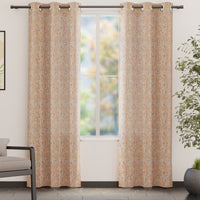 Blackout Polyester Marble Peach Curtain (Pack of 2)