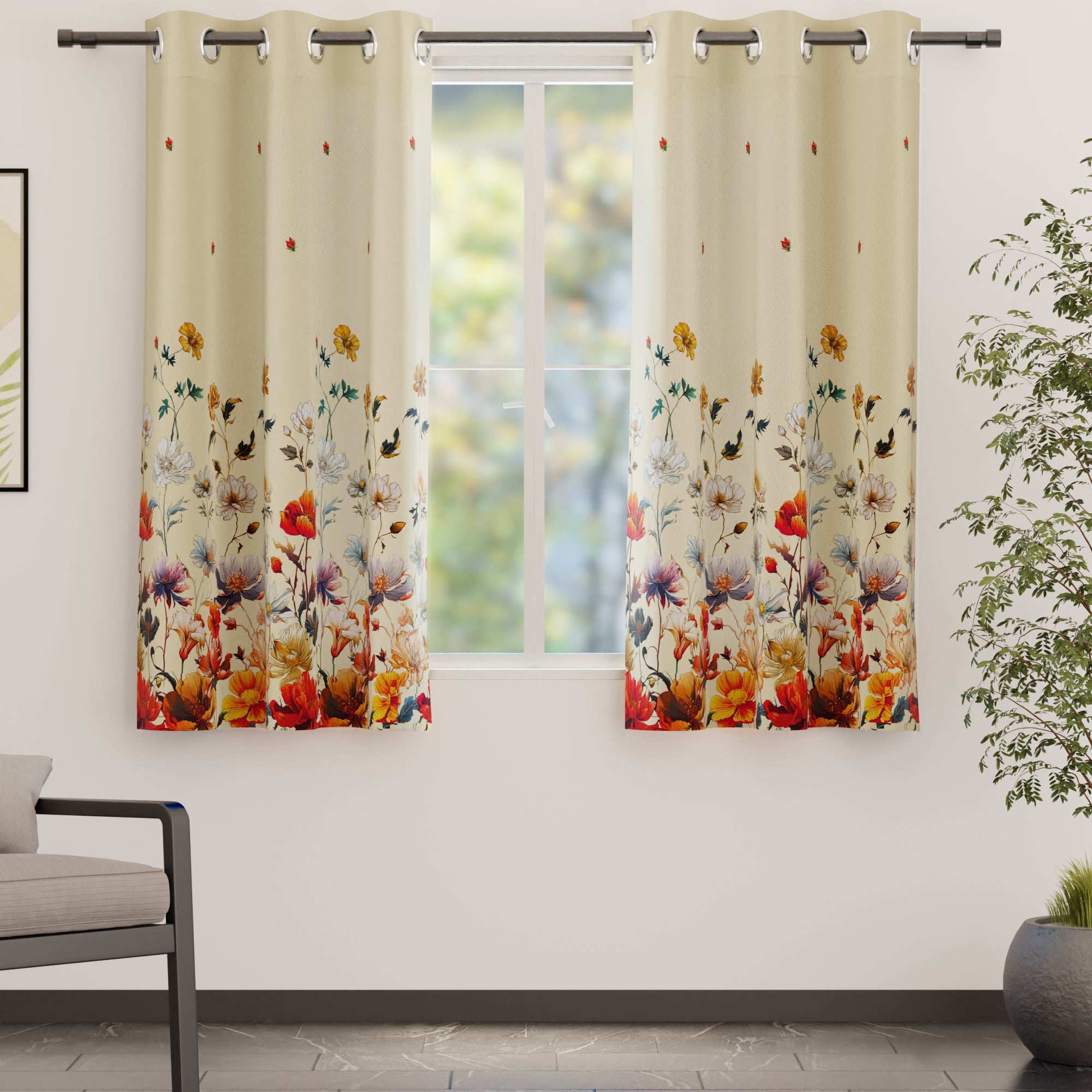 Blackout J2 Beige Curtain (Pack of 2)