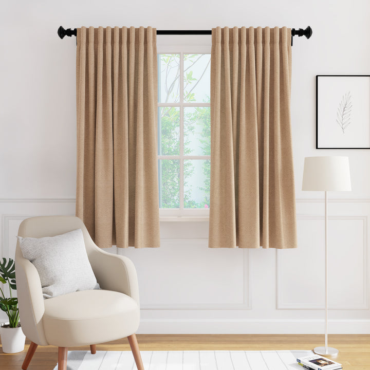 Embossed Velvet Beige Curtain