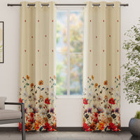 Blackout Polyester J2 Beige Curtain (Pack of 2)
