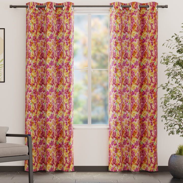 Blackout Polyester F2 Red Curtain (Pack of 2)