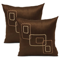 Dupion Silk Chain Coffee Cushion Cover (Pack of 2)
