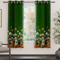 Blackout Polyester J2 Green Curtain (Pack of 2)