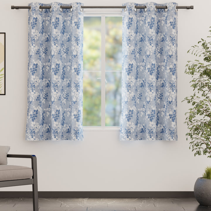 Blackout Polyester L2 Blue Curtain (Pack of 2)