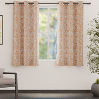 Blackout Polyester Marble Peach Curtain (Pack of 2)