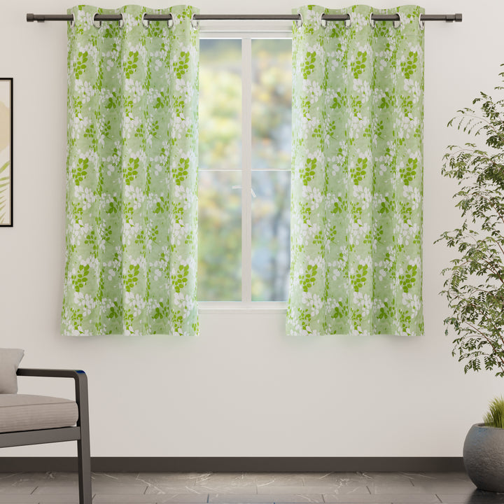 Blackout Polyester L2 Green Curtain (Pack of 2)