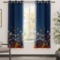 Blackout Polyester J2 Blue Curtain (Pack of 2)