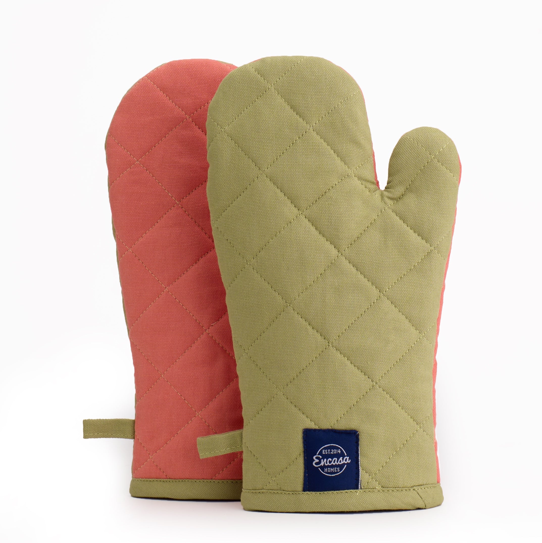 Canvas Sage & Coral Oven Gloves (Pack of 2)