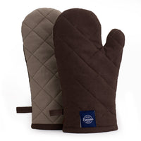 Canvas Dark Taupe & Beige Oven Gloves (Pack of 2)