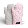 Canvas Light Pink & Light Grey Oven Gloves (Pack of 2)