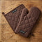 Cotton Dark Taupe & Beige Oven Glove & Pot Holder