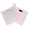 Yarn Dyed Cotton Light Pink & Light Grey Potholder (Pack of 2)