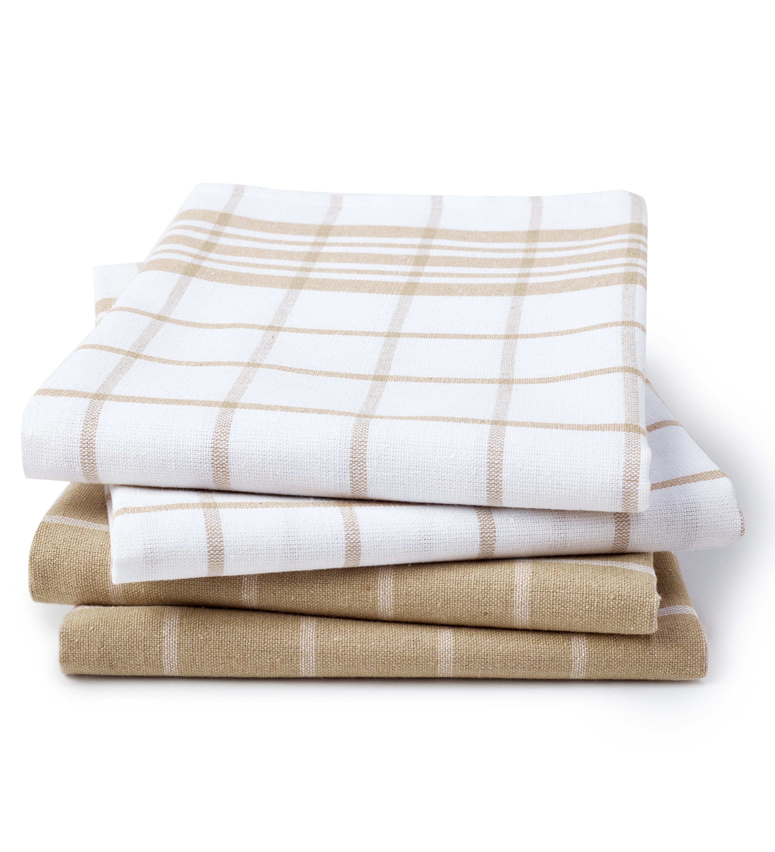 Cotton Beige Non-Terry Kitchen Towel (Pack of 4)