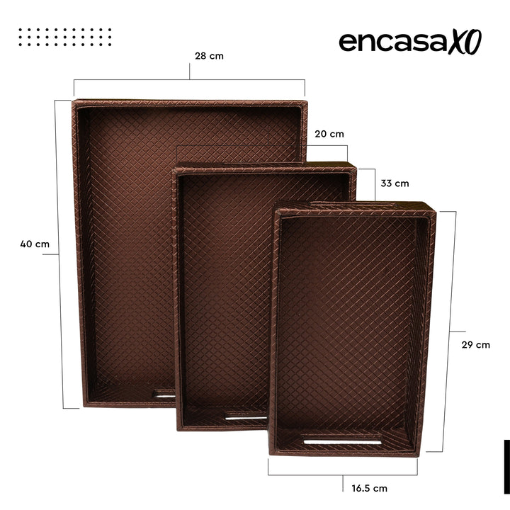 Leather Copper Leather Serving Tray Combo