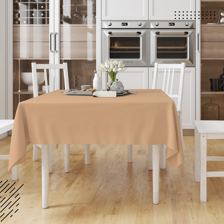 Cotton Light Beige Table Cloth (Pack of 1)