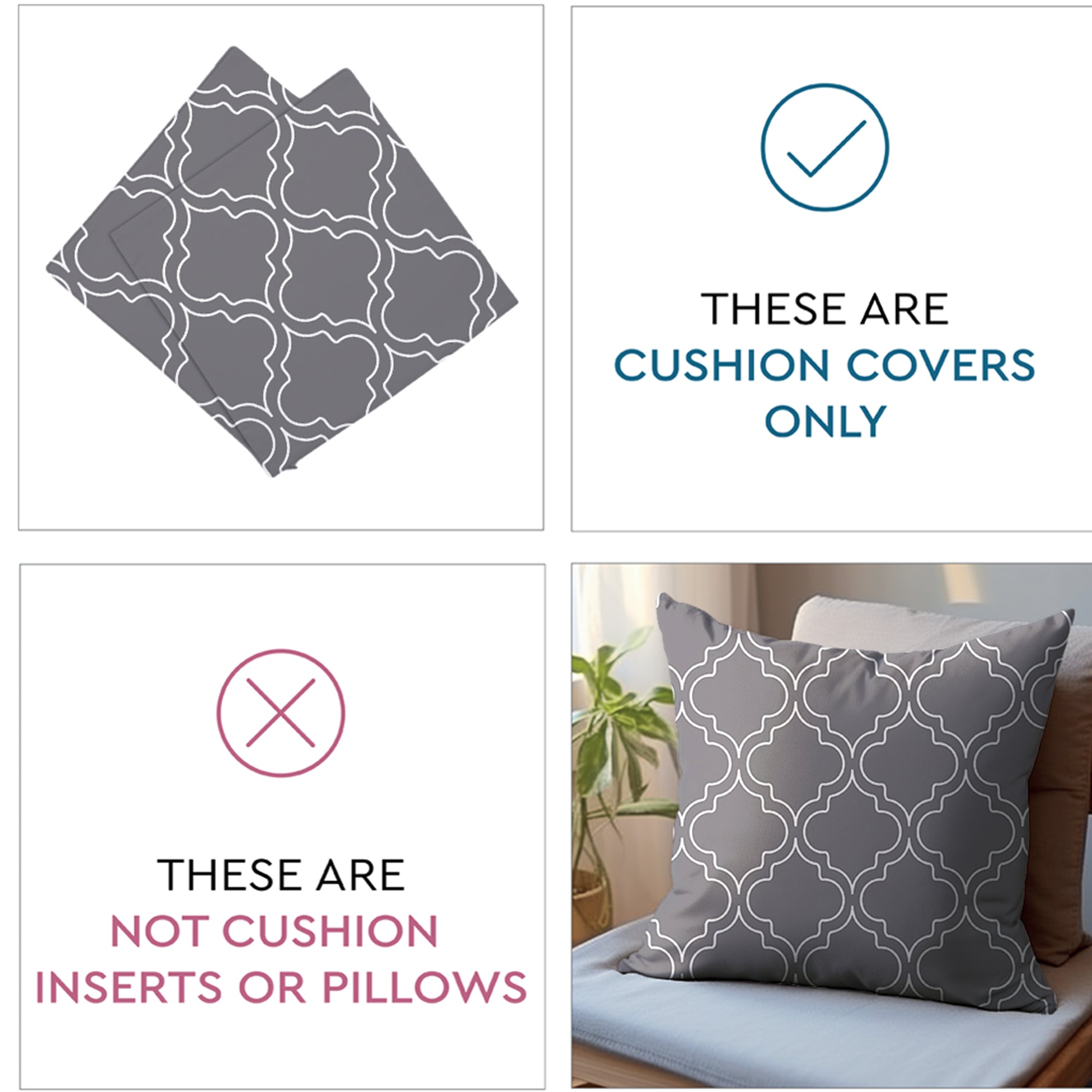 Micro Grey Trellis Cushion Cover