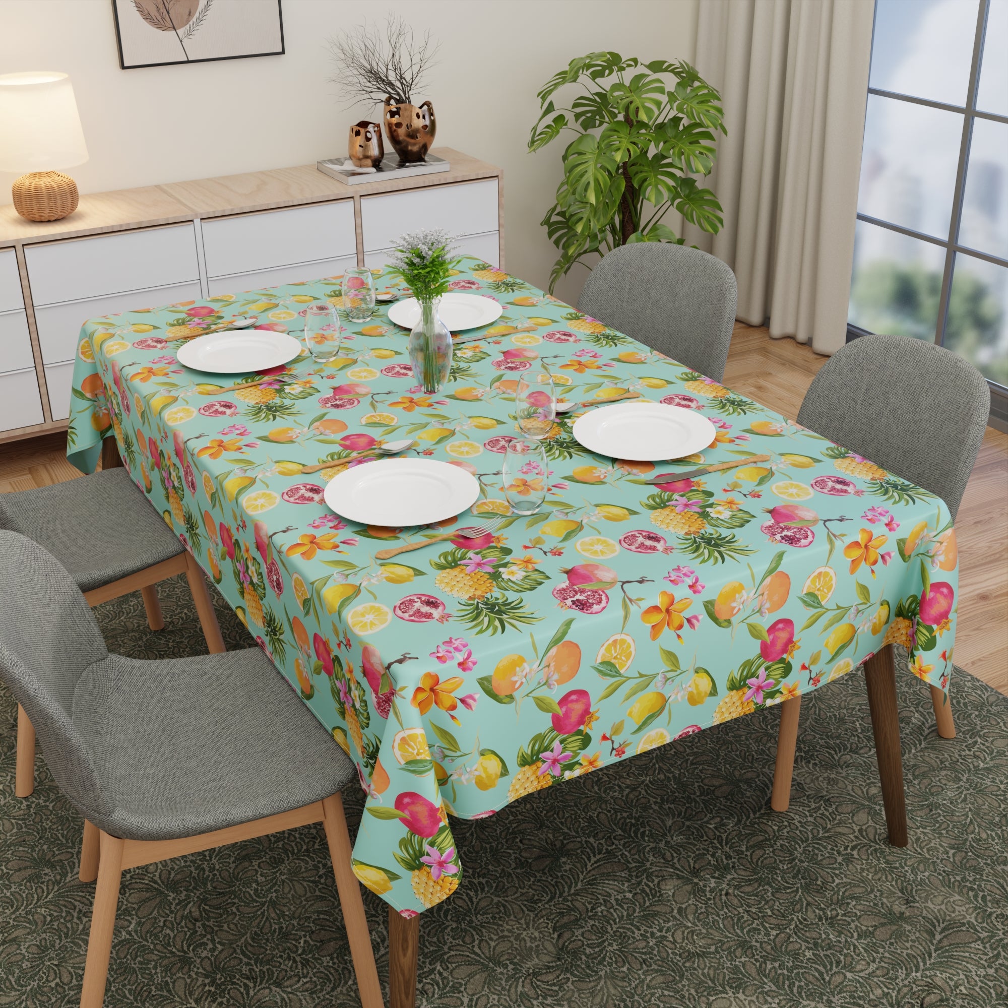 Polyester Pineapple Table Cloth (Pack of 1)