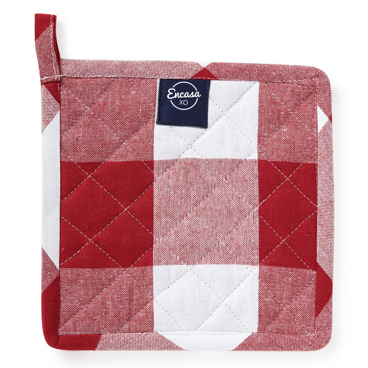 Cotton Buffalo Red Checks Pot Holders (Pack of 2)