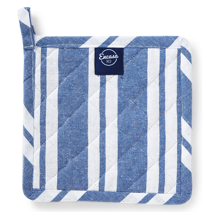 Cotton Franca Blue Stripes Pot Holders (Pack of 2)