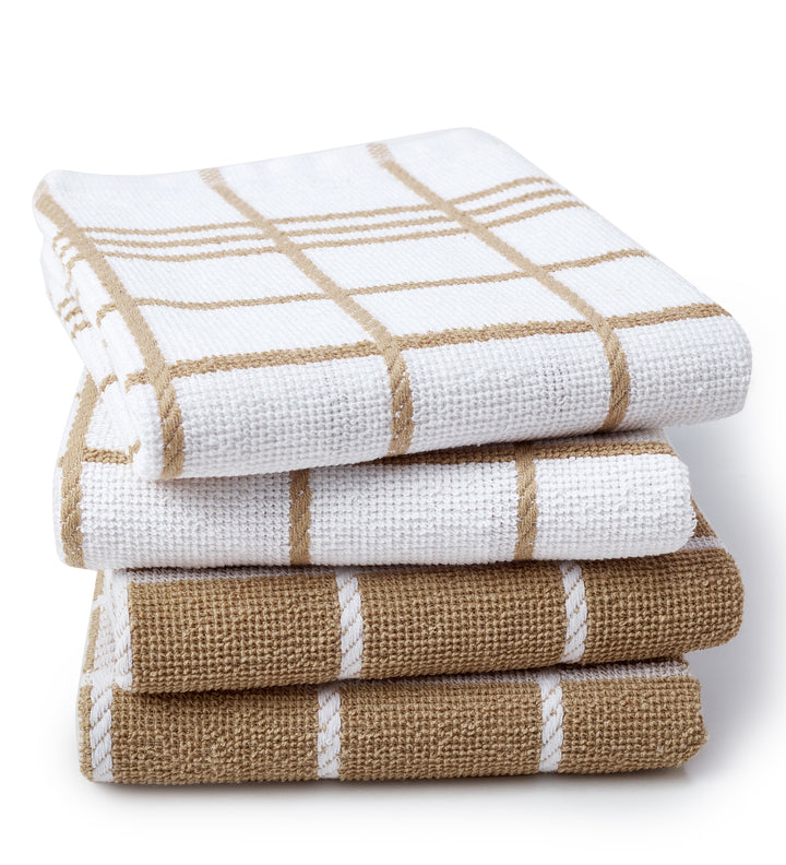 Cotton Beige Terry Kitchen Towel (Pack of 4)