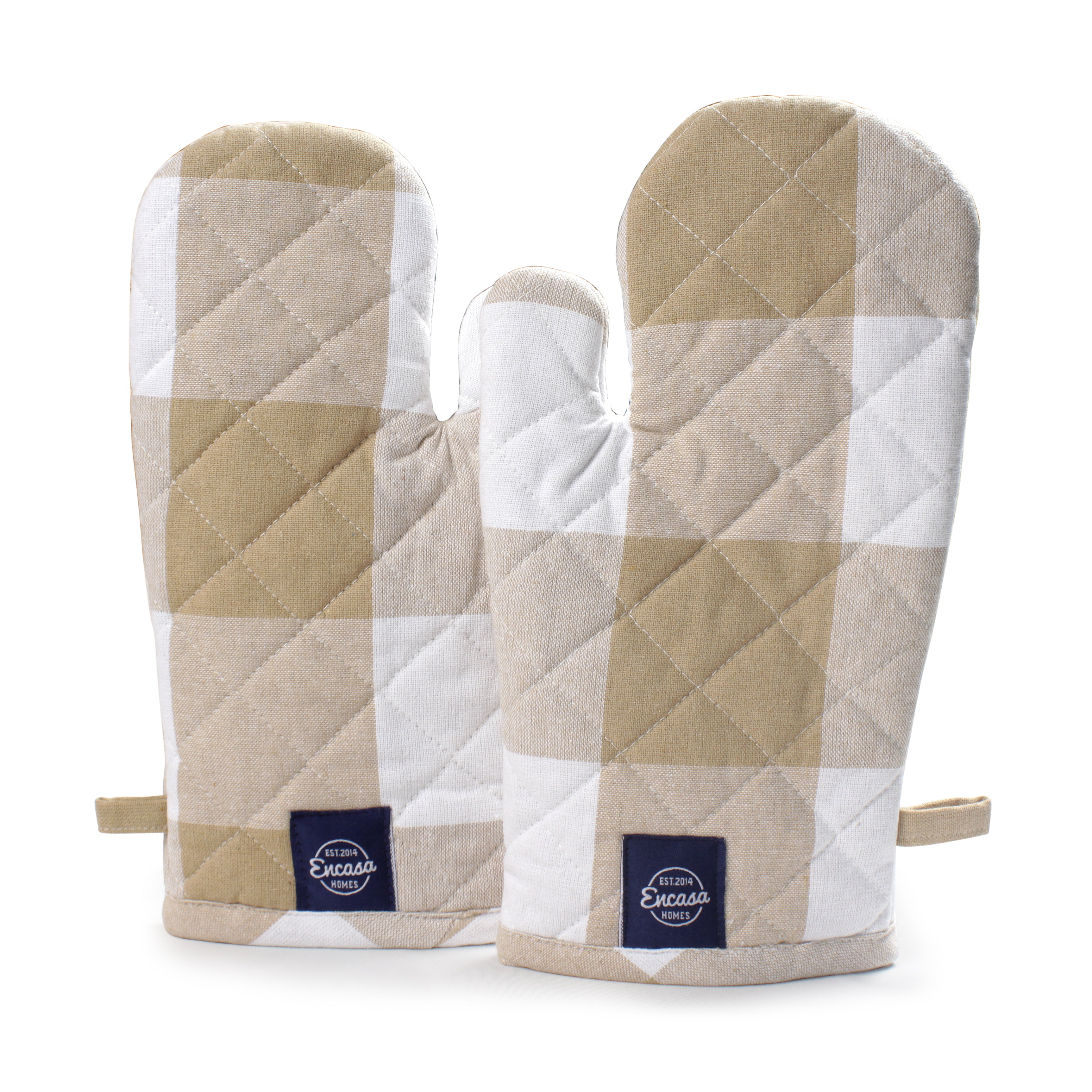 RC Yarn-Dyed Buffalo Beige Checks Oven Gloves (Pack of 2)