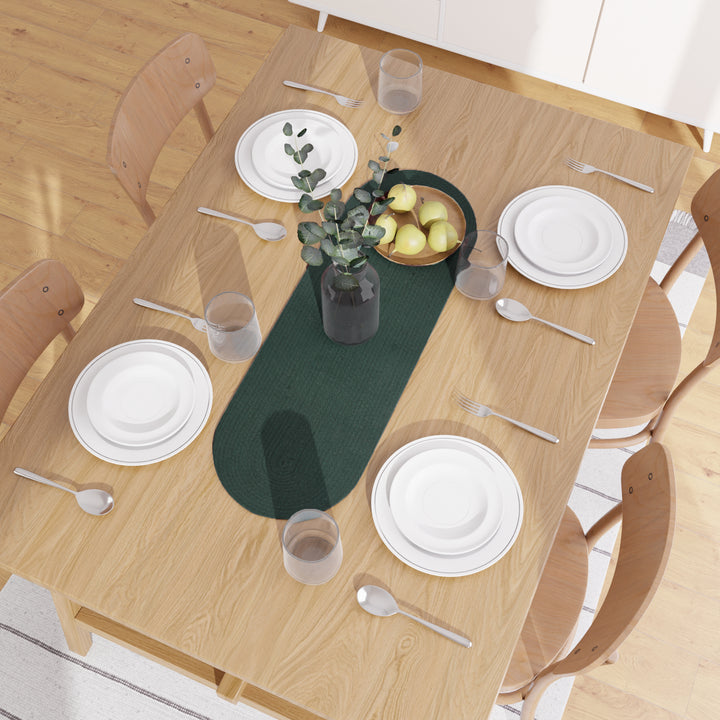 Cotton Dark Green Table Runner (Pack of 1)