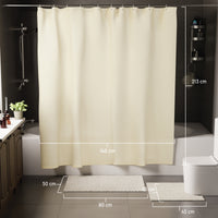 Polyester Natural Shower Curtain + Bathmat (Pack of 3)