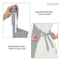Cotton Ticking Navy Blue Apron (Pack of 1)