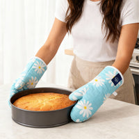 20s Sheeting Daisy Blue Oven Gloves (Pack of 2)